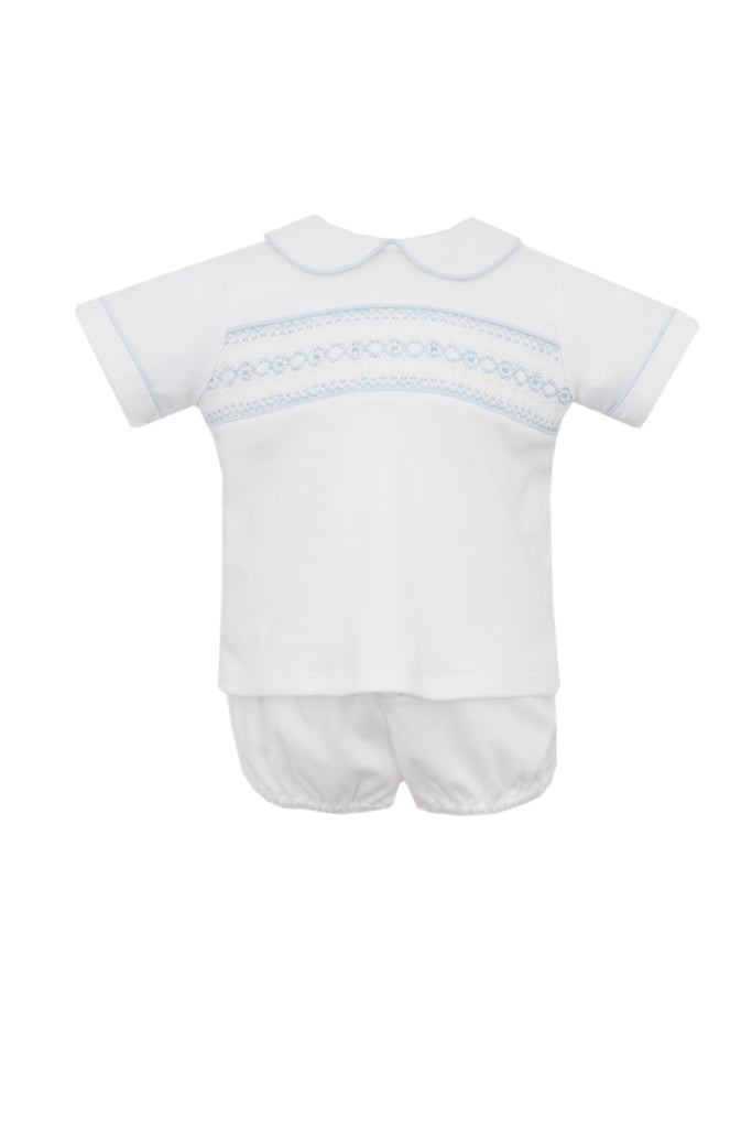 Hand Smocked White Pima Diaper Set