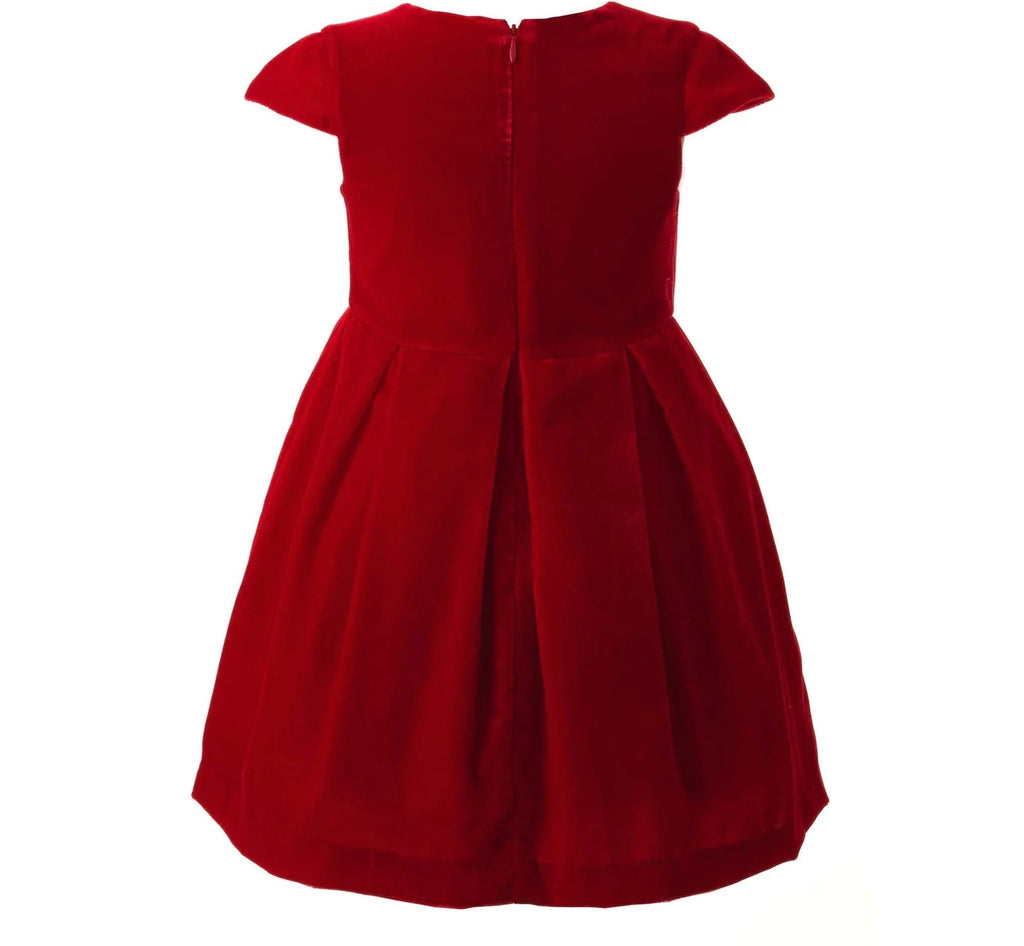 Tartan Bow Red Silk Velvet Dress