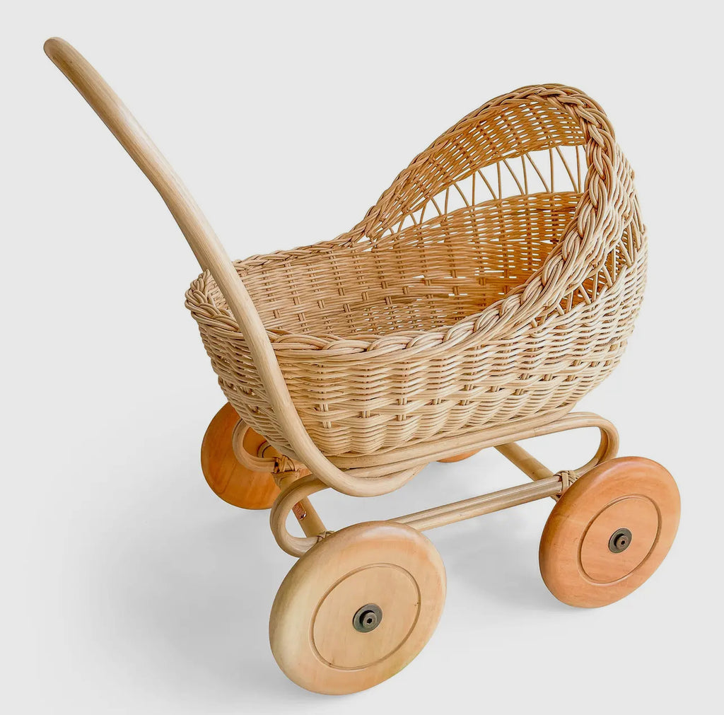 Hand Woven Rattan Pram