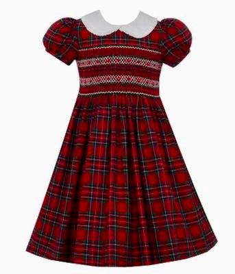 Holiday Plaid Hand Smocked Dress