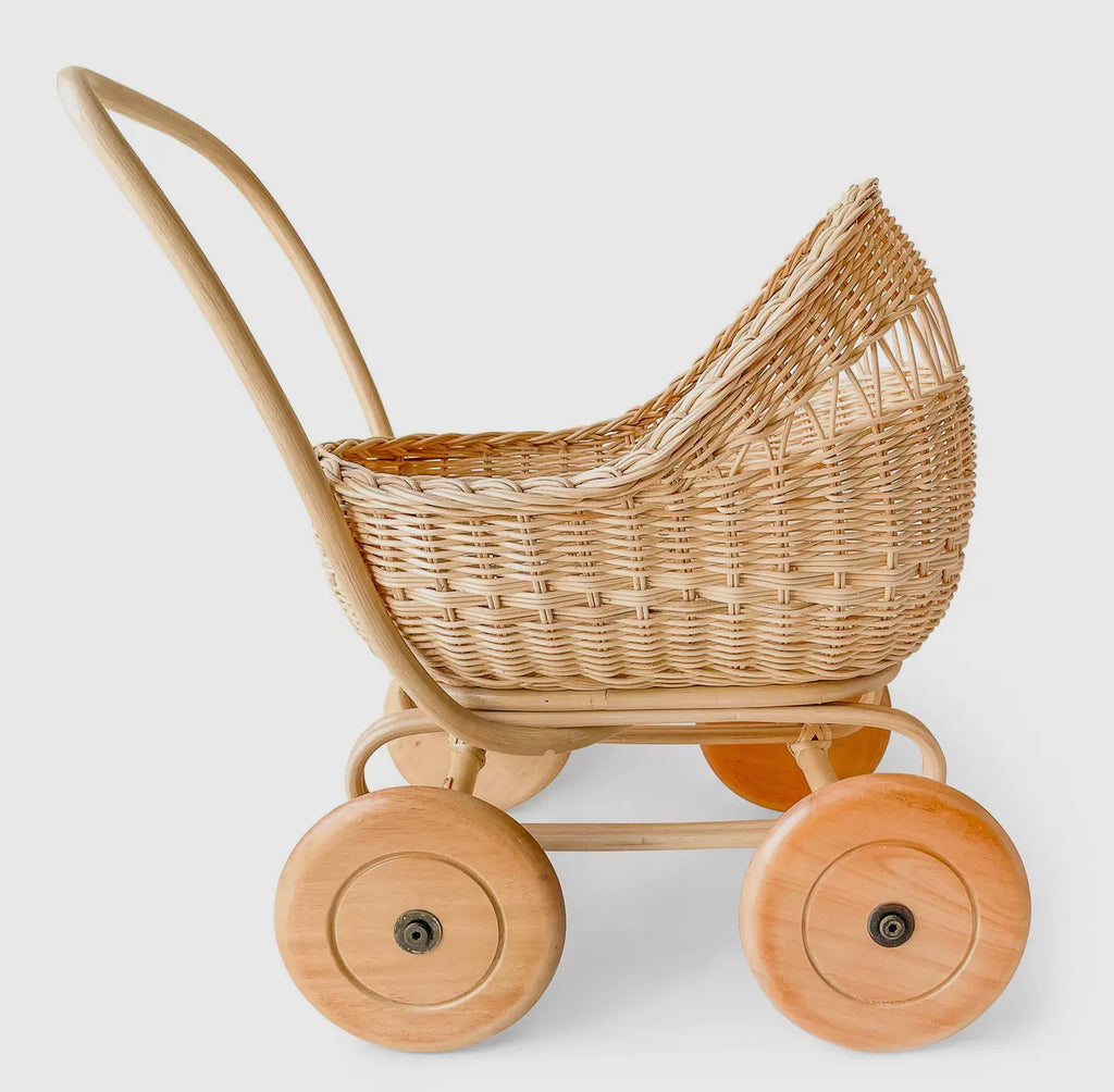 Hand Woven Rattan Pram