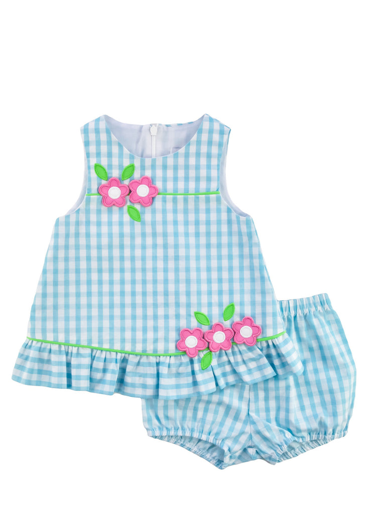 Turquoise Check Bloomer Set