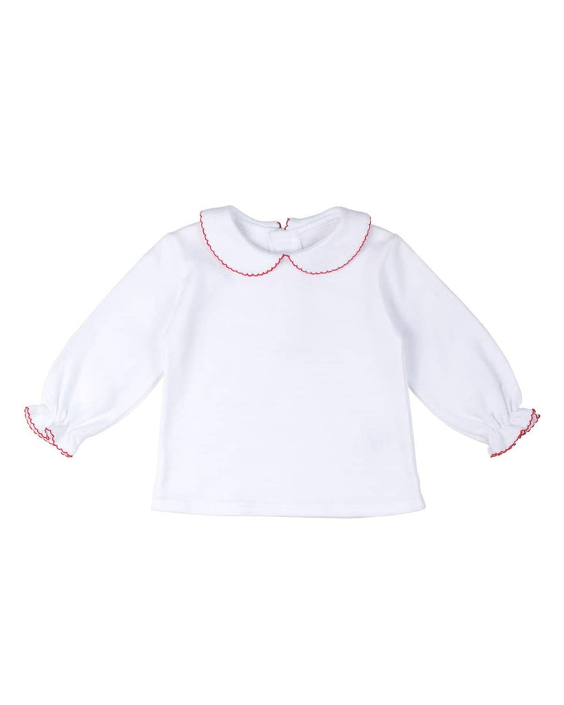 Red Picot Trimmed Long Sleeve Peter Pan