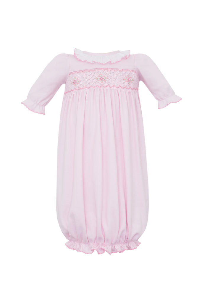 Hand Smocked Pima Girls Saque, Pink