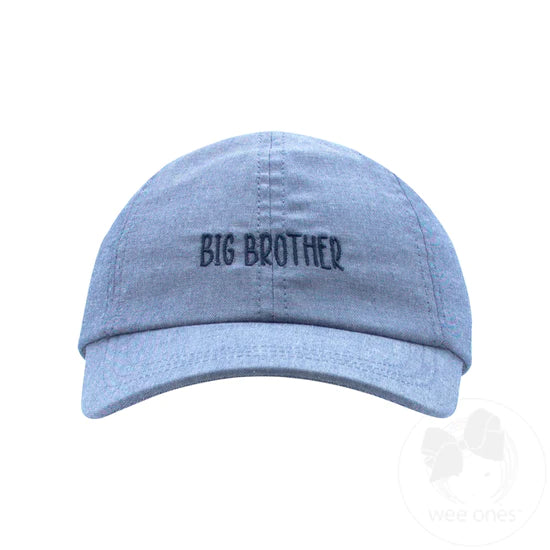 Boys Embroidered "Big Brother" Chambray Cotton Twill Ball Cap