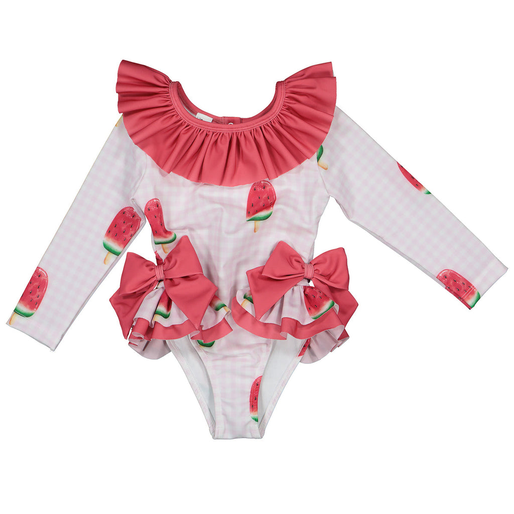 Watermelon Long Sleeve Rash guard Suit w/ Bows