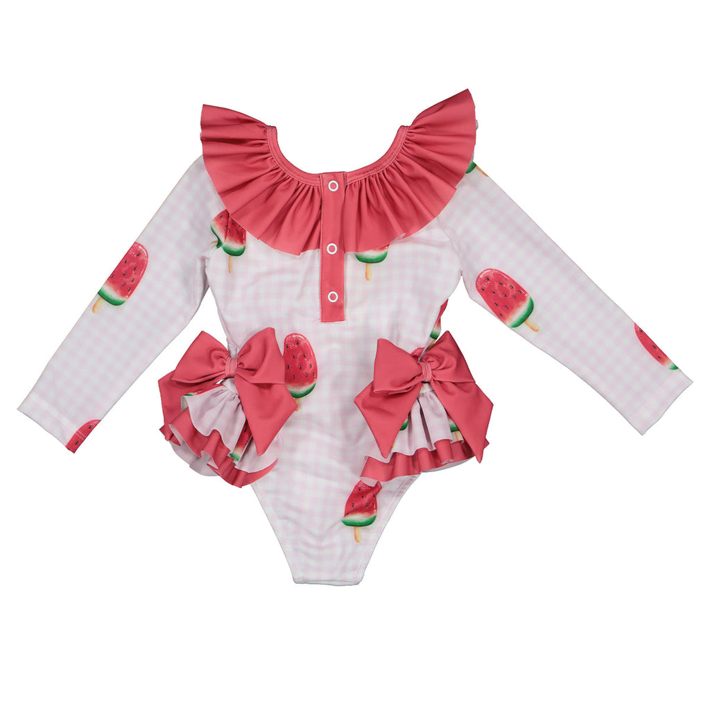 Watermelon Long Sleeve Rash guard Suit w/ Bows