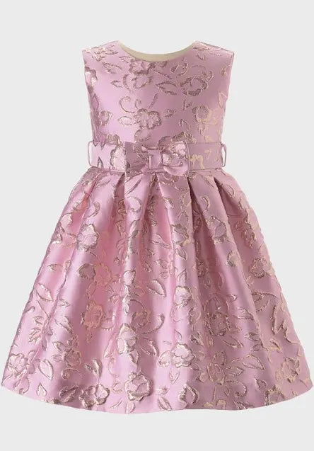 Pink Damask Dress with Gold Accents