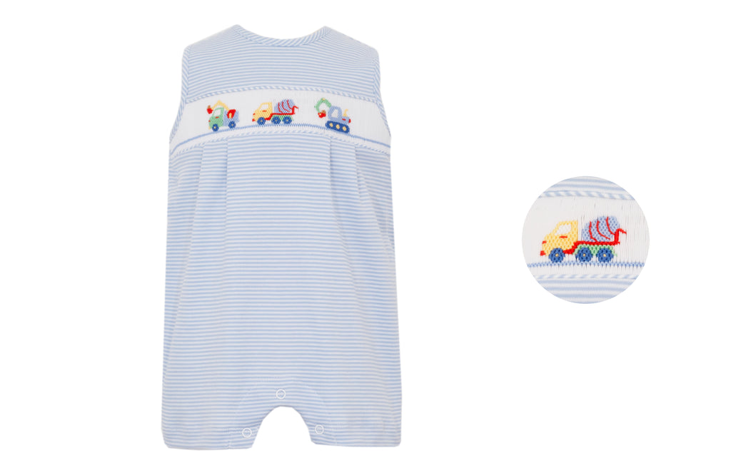 Hand Smocked Construction Vehicles Romper