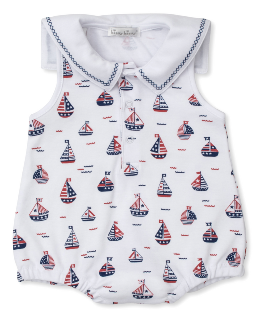 Sailboat Print Bubble w/ Collar