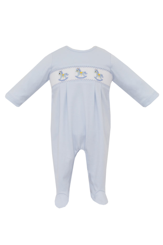 Hand Smocked Rocking Horse Pima Footie