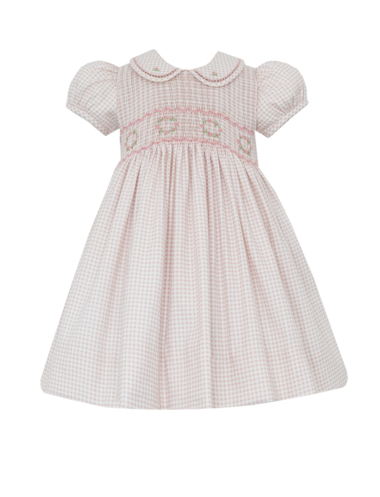 Hand Smocked Rose Pink Gingham Dress