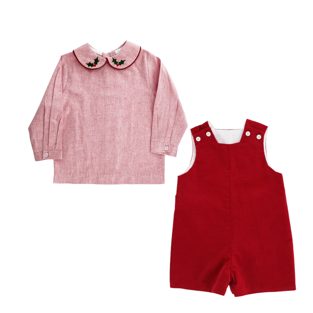 Red Chambray & Cord Holiday Jonjon