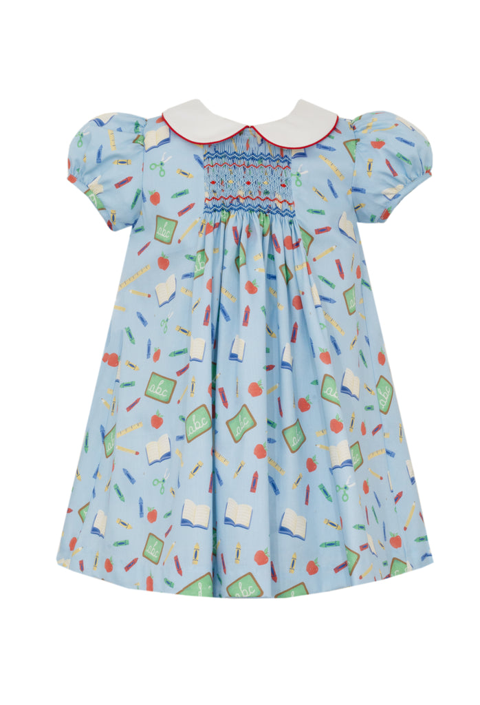 Smocked Back to School Print Float Dress