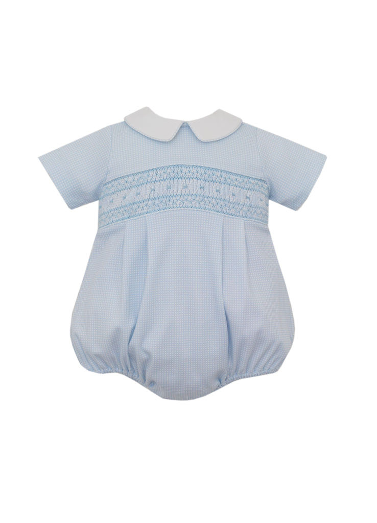 Hand Smocked Light Blue Bubble