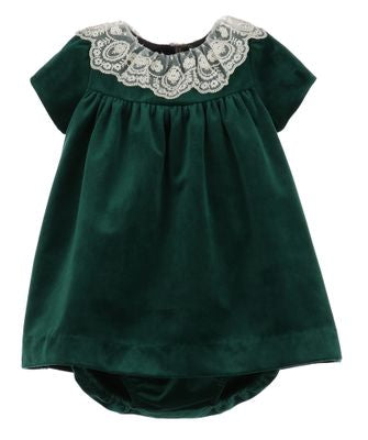 Luxe Velvet Holly Green Float w/ Lace Collar