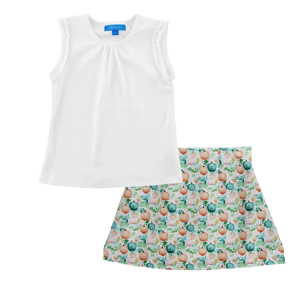 Pumpkin Print Skort Set