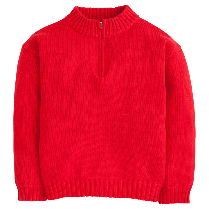 Cotton Quarter Zip- Red