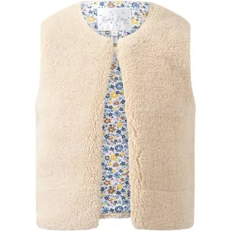 Faux Fur Vest w/ Floral Lining, Navy, Pink or Ivory