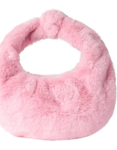 Faux Fur Shoulder Bag, pink or ivory