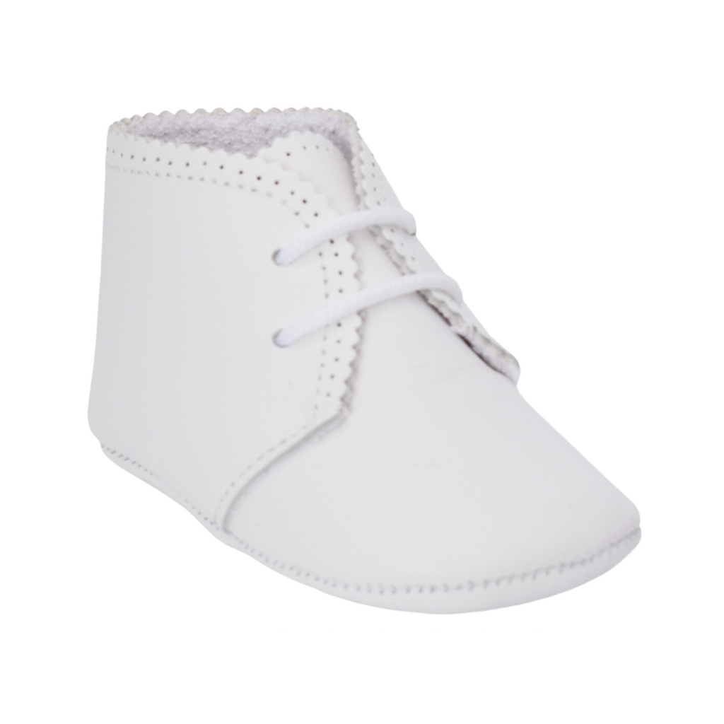 Leather Lace Up White Crib Shoe