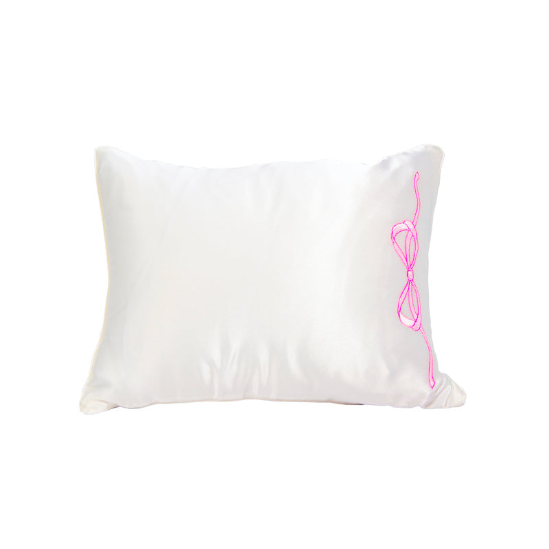 Satin Pink Bow Baby Pillow