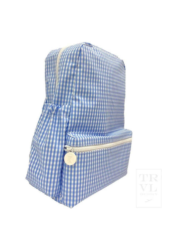 TRVL Laminated Backpack, various prints available (price includes name or initial monogram)