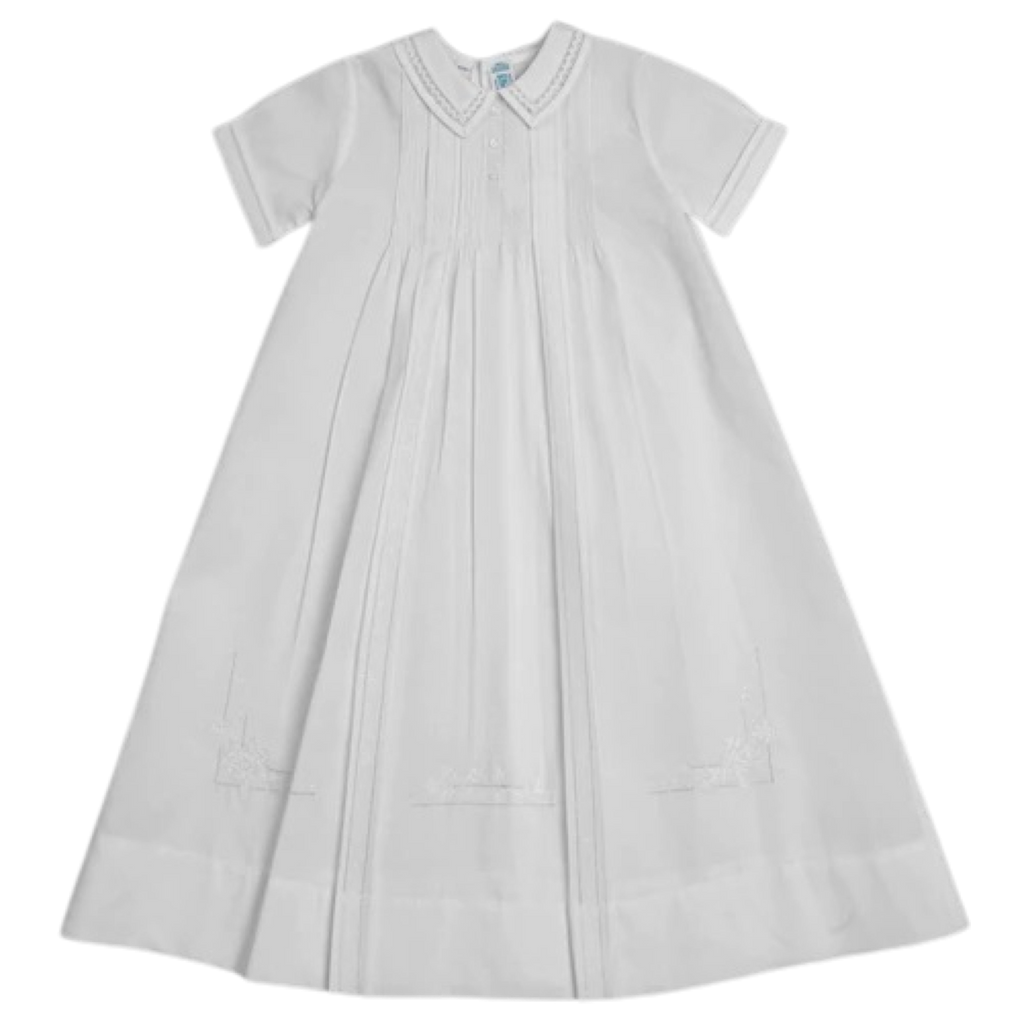Pleated and Embroidered Christening Gown & Bonnet (with slip)