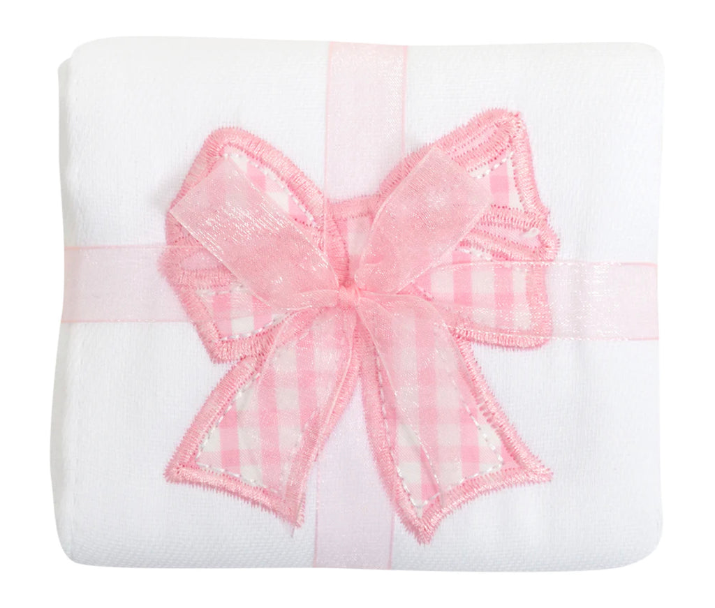 Pink Bow Burp Cloth