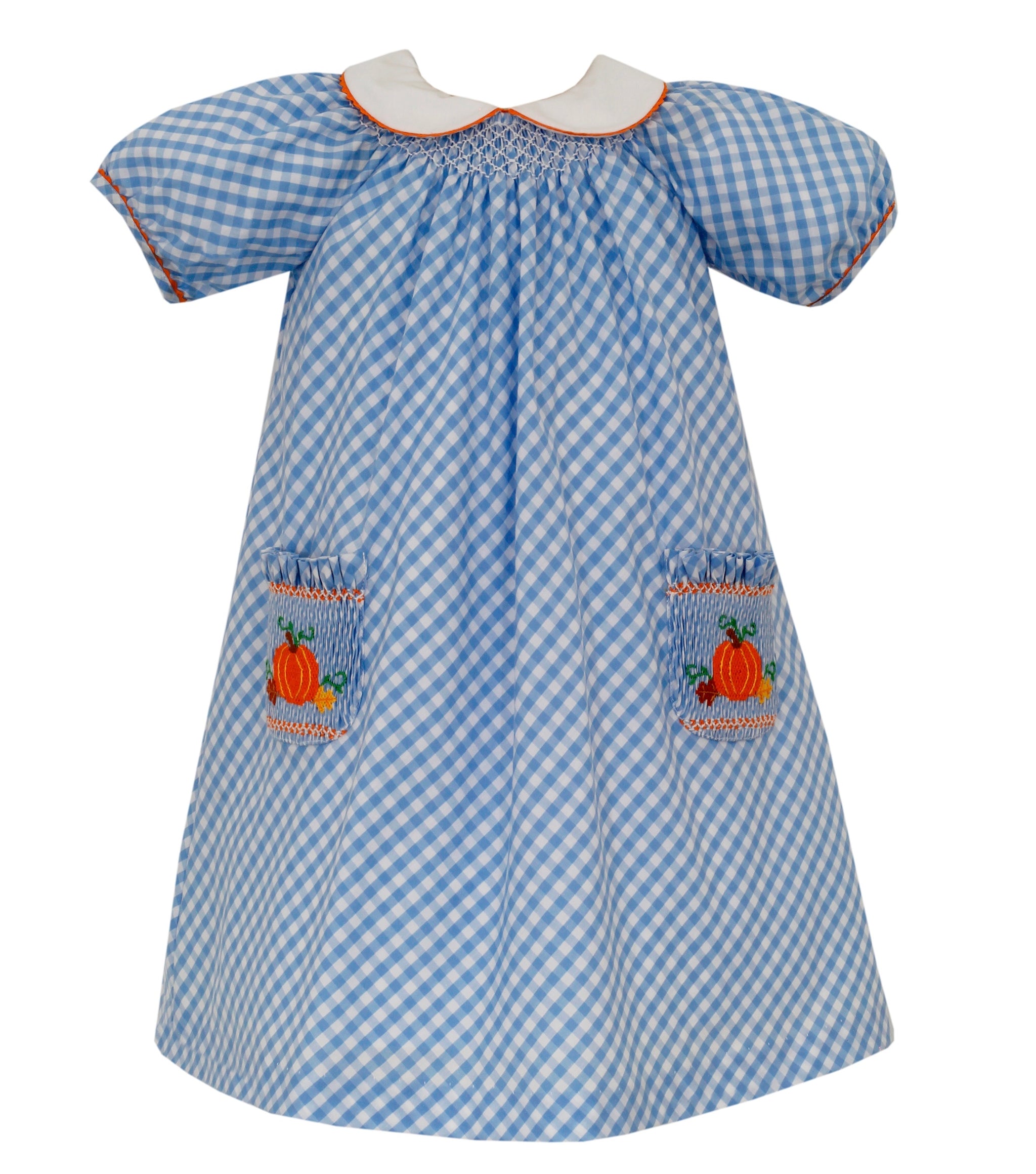 Pumpkin Pocket Smocked Dress 6