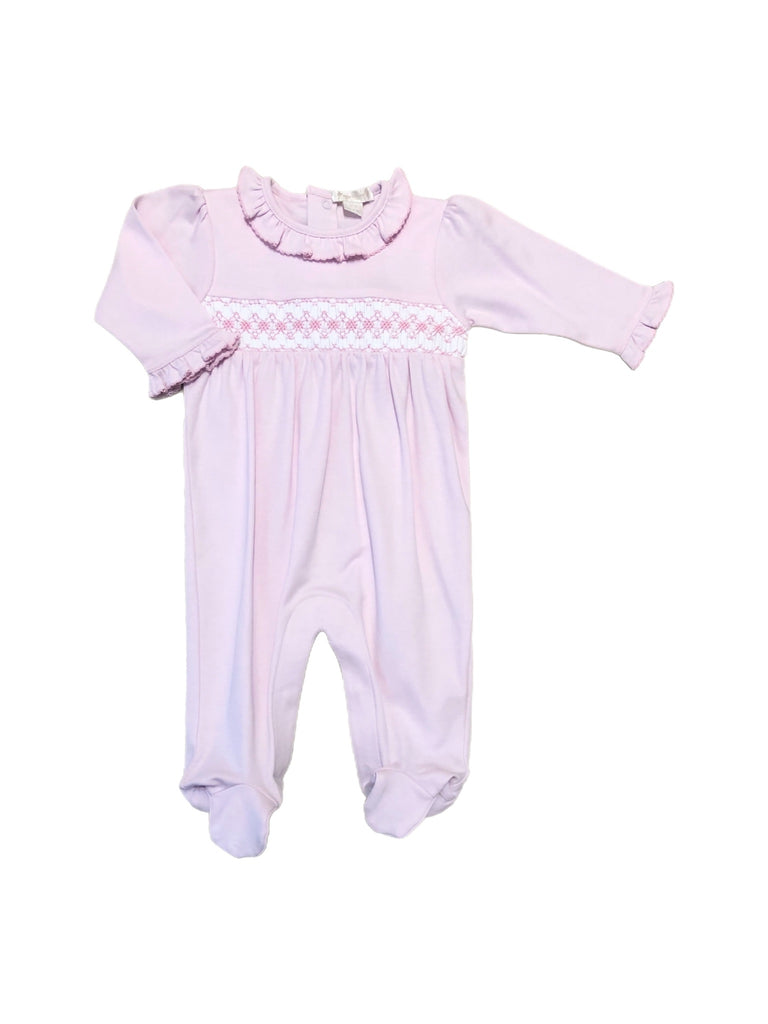 Pink Footie with White Smocking