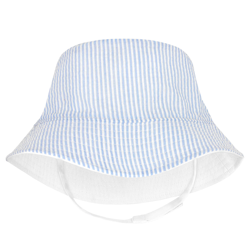 Blue Seersucker Reversible Sun Hat