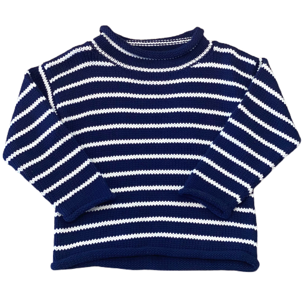 Navy/White Stripe Roll Neck Sweater