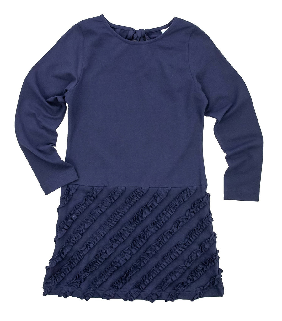 Knit Dress with Shirred Ruffles